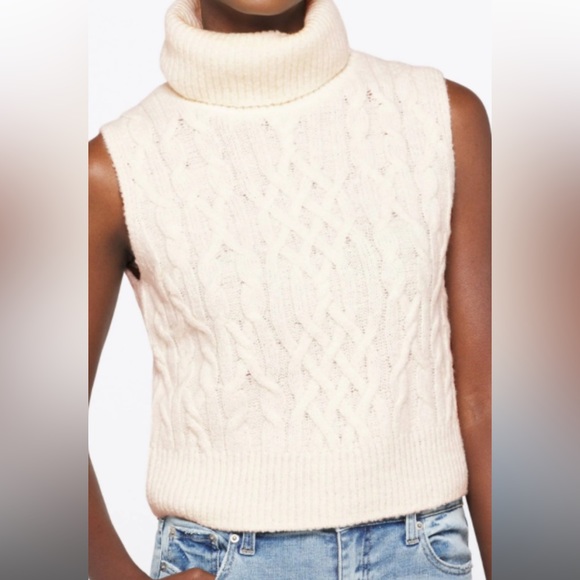 Vince Sweaters - Vince twisted cable turtleneck wool sweater tank